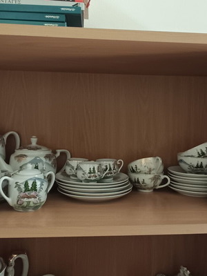 Vintage Kutani porcelain teapot and tea set, 26 pieces, hand painted in Japan