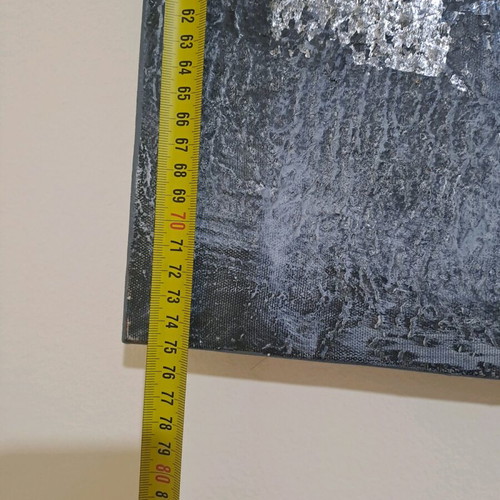 Large canvas with acrylic paint like new, gray tones, textured finish