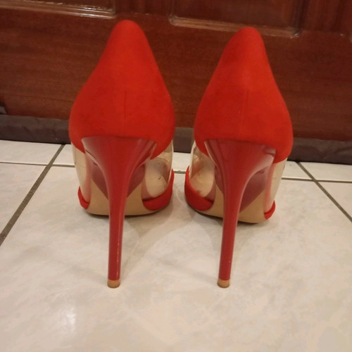 Zara red suede pumps with transparency, like new, size 39