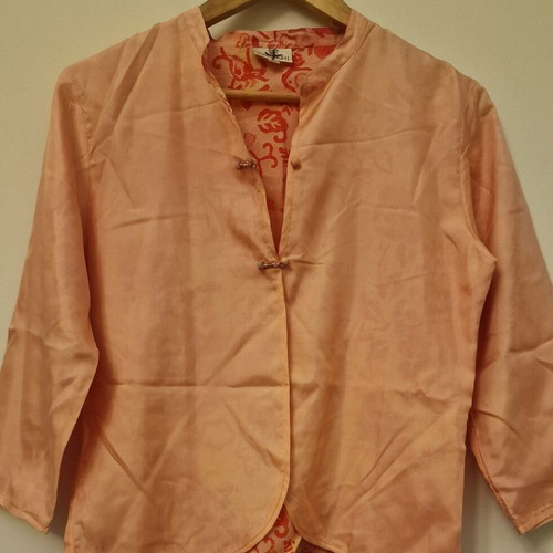 Silk blouse Chinese style medium, like new, peach color