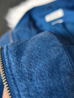 Stradivarius Genuine Leather Suede Bomber Jacket Blue Royal Size M Like New