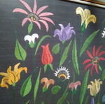 Embroidery textile painting new, handmade 1981 framed artwork