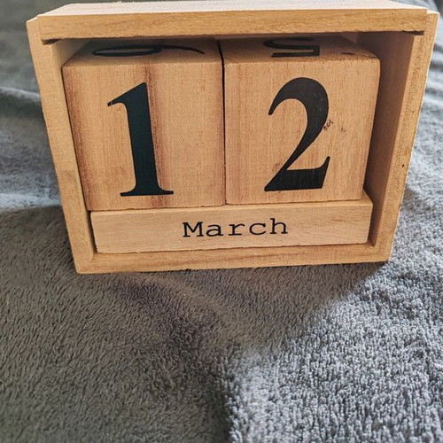 Wooden calendar with blocks like new, decorative