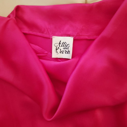 Attic and Barn Satin Silk Dress like new, fuchsia, asymmetrical