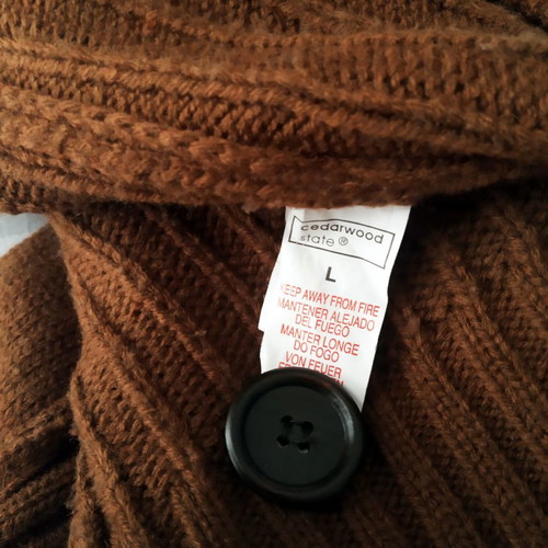 Cedarwood State men's wool cardigan in tan color size L new
