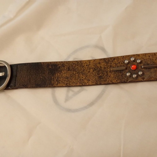 Benetton leather belt like new, boho brown with studs and red detail