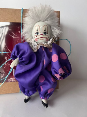 Vintage doll clown 18cm like new with box