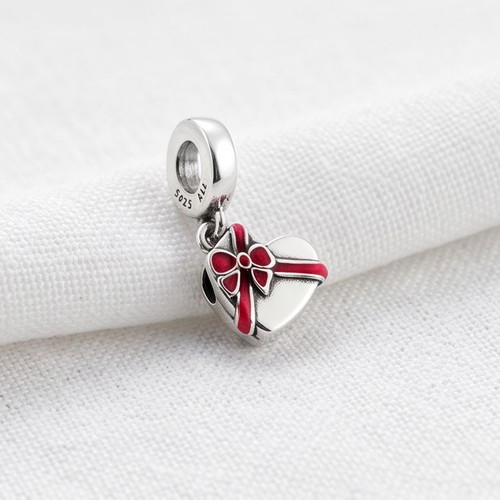 Pandora Heart Chocolate Gift Box Charm new, red and silver