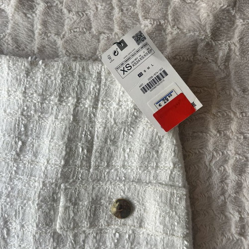 Zara White Textured Mini Skirt New with Tags Size XS