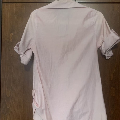 Shirt used, short sleeve, white and pink, size S