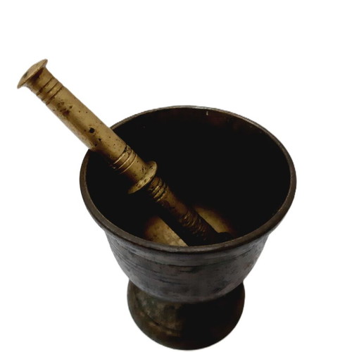 Antique Greek Brass Mortar and Pestle used, vintage kitchen decor