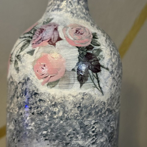 Handmade Vintage Decoupage Decorative Bottle with Angel