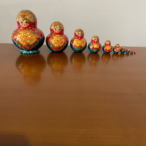 Russian Babushka/Matryoshka handmade set of 10 pieces
