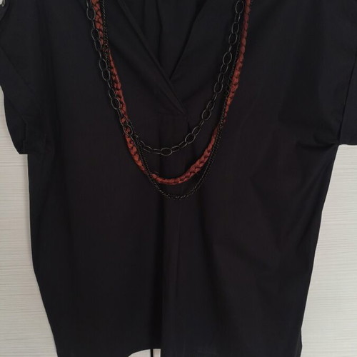Black blouse one size like new with necklace gift
