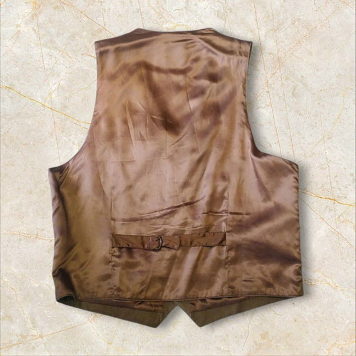 Genuine men's castor leather vest like new, size L, beige brown