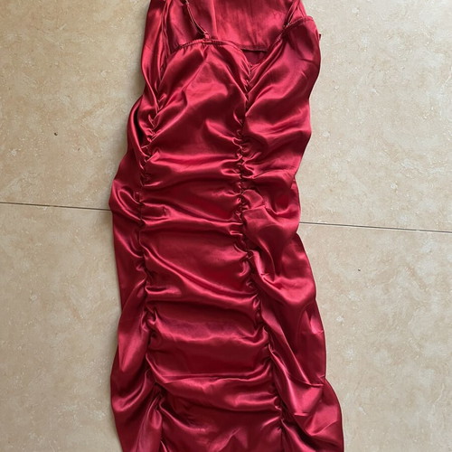 Shein red satin tight summer dress, size M