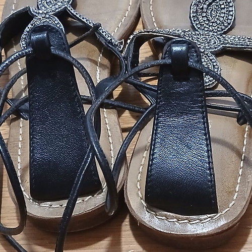 Luella Leather Sandals used with rhinestones and wooden heel size 37