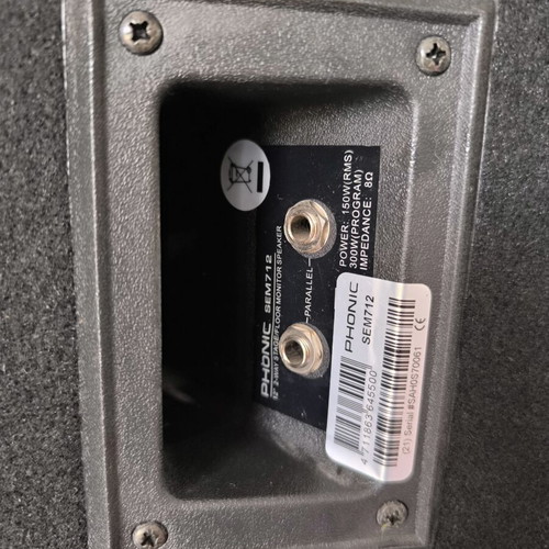 Phonic SEM712 Passive Stage Monitor Speaker like new, 150W RMS