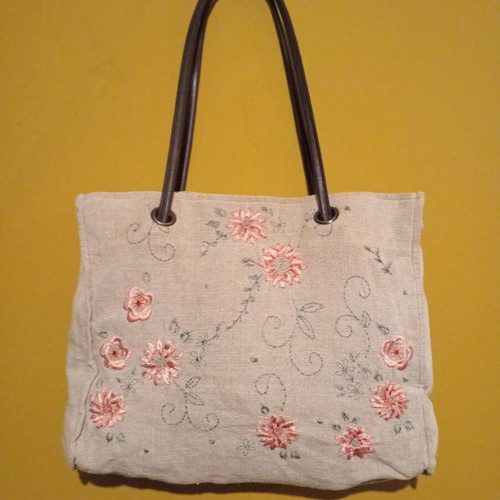 Laura Ashley vintage tote bag 100% linen, new