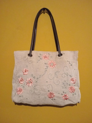 Laura Ashley vintage tote bag από 100% λινό, καινούργιο