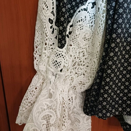 Love Me Apparel black blouse with lace and buttons like new