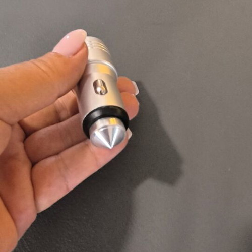 Car charger metal silver dual USB 2.1A & 1.0A new