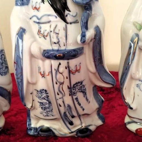 Porcelain figures of Chinese deities set of 3, new