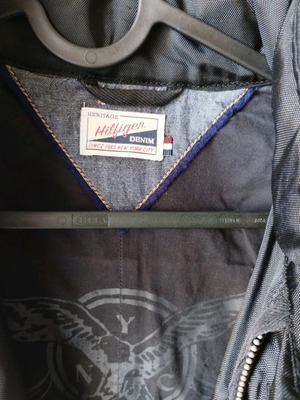 Hilfiger denim jacket men's used, size S, black