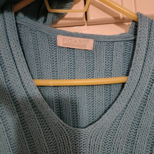 Figaro knitted sweater used, turquoise, size M