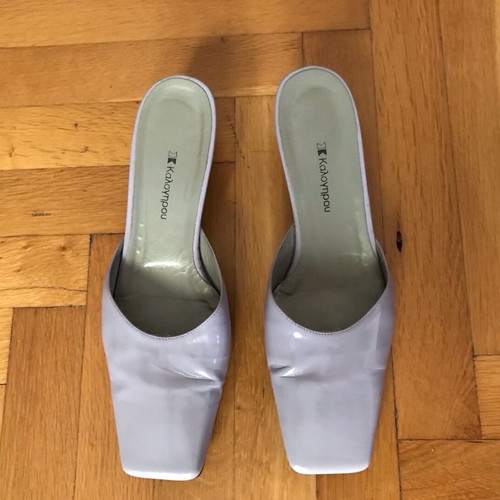 Kalogirou purple leather mules refurbished, size 38.5