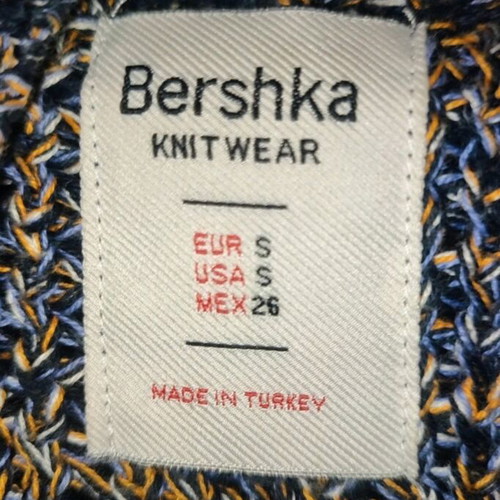 Bershka long knit cardigan used, size S, blue and orange
