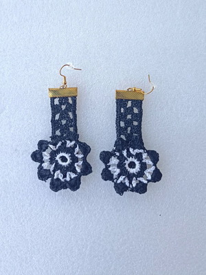 Handmade knitted black and white earrings new
