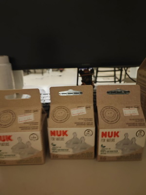 Nuk nipples new, 3 packs 2 medium 1 large sealed