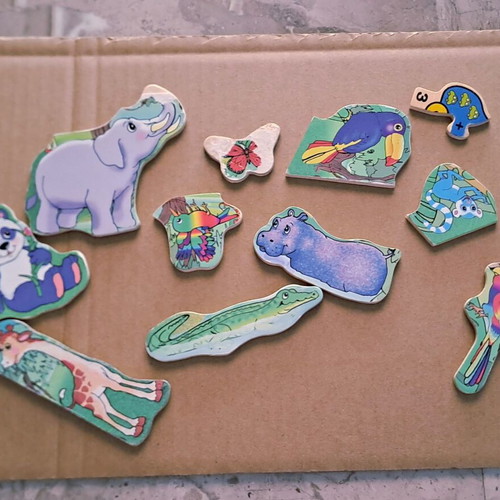 Wooden puzzles used, pack of six, missing pieces