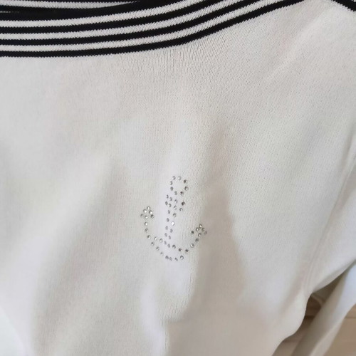 Women's blouse nautical style thin knit white size S like new