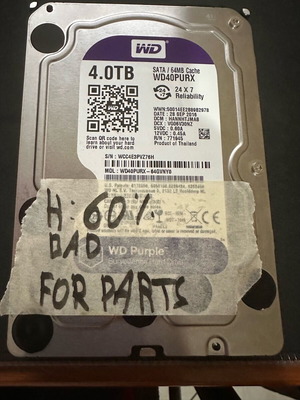 HDD WD 4 TB Purple 60% health used for NAS recorder