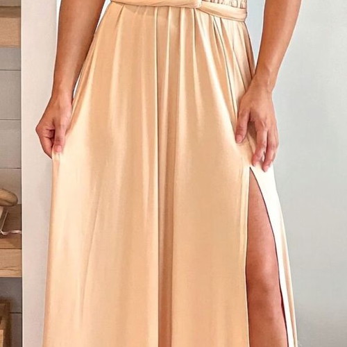 Convertible sleeveless dress size S new, beige