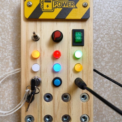 Wooden Busy Board Montessori with LED Lights and Tools new