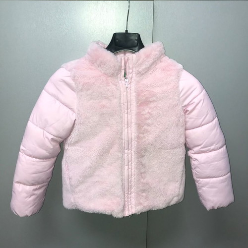 Benetton jacket used pink with cotton padding and synthetic fur