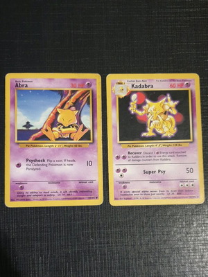 Pokemon cards Abra and Kadabra used, base set