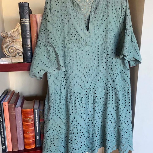 Made in Italy cotton midi dress size L used, green