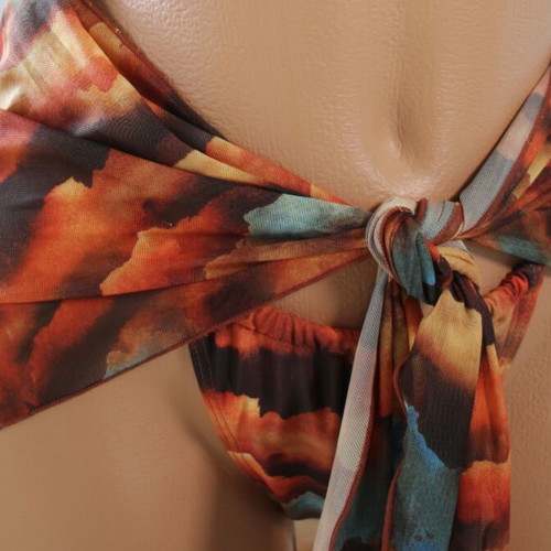 Bikini swimsuit 3 pieces new with authentic straps, tribal look