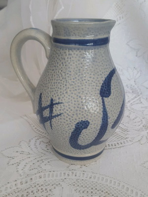 Vintage German glazed ceramic vase from GDR, like new, 14.5 cm