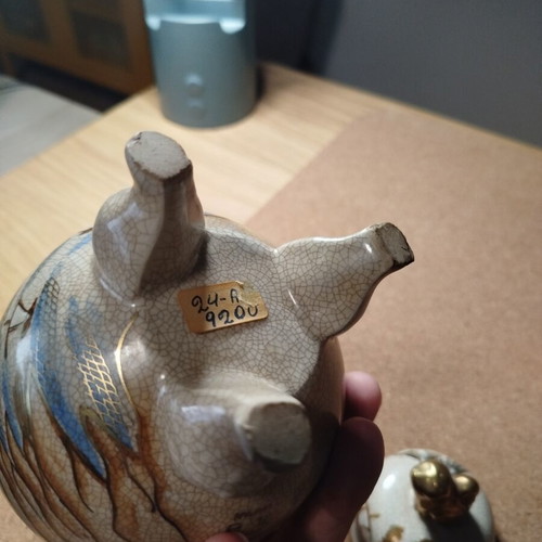 Kutani incense burner handpainted Japanese used, 17 cm height