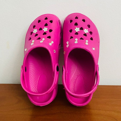 Children's beach clogs with rhinestones and flowers, size 32-33, new