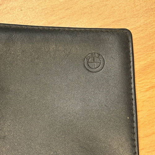 BMW vintage leather passport wallet used, black leather