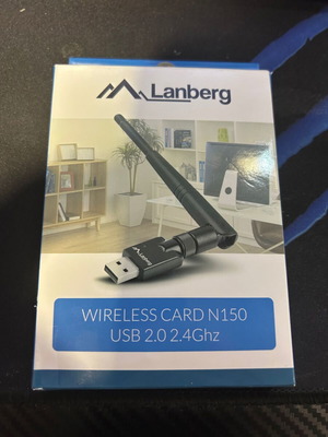 Lanberg NC-0150-WE wireless USB network adapter 150Mbps like new with detachable antenna