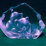  Πρες παπιε (PAPERWEIGHT) δύο αρκούδακια 1.400 κιλά  Maleras/ Kosta Boda Mats Jonasson Sweden full lead crystal