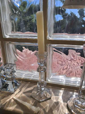 Crystal candlestick like new, 18 cm height