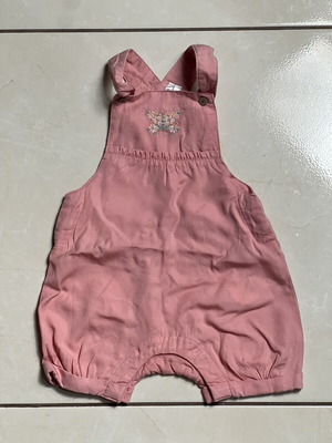 Orchestra pink baby romper 6M with straps and side buttons